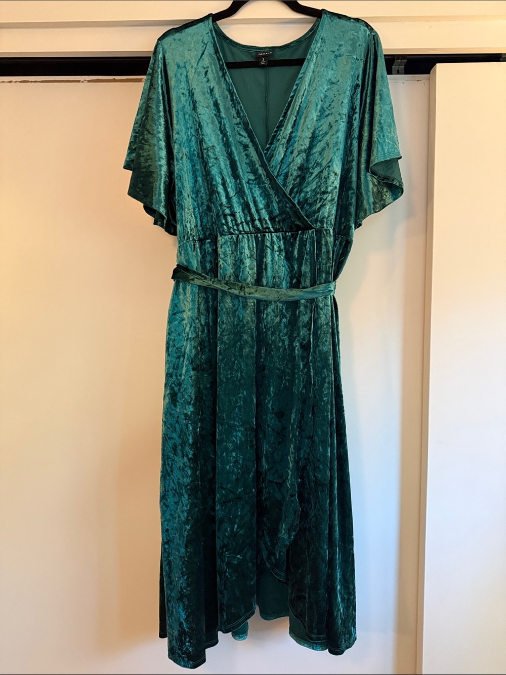 torrid Teal Green Velvet Wrap Midi Dress